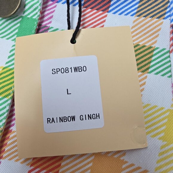 Smak Parlour Skirt Womens Large Rainbow Gingham Button Front Scallop Hem - Picture 5 of 8